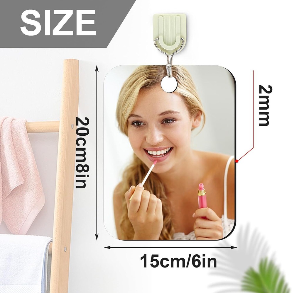2 Pack Unbreakble Shower Mirror Fogless Makeup Mirror Medium 6x8 Inch