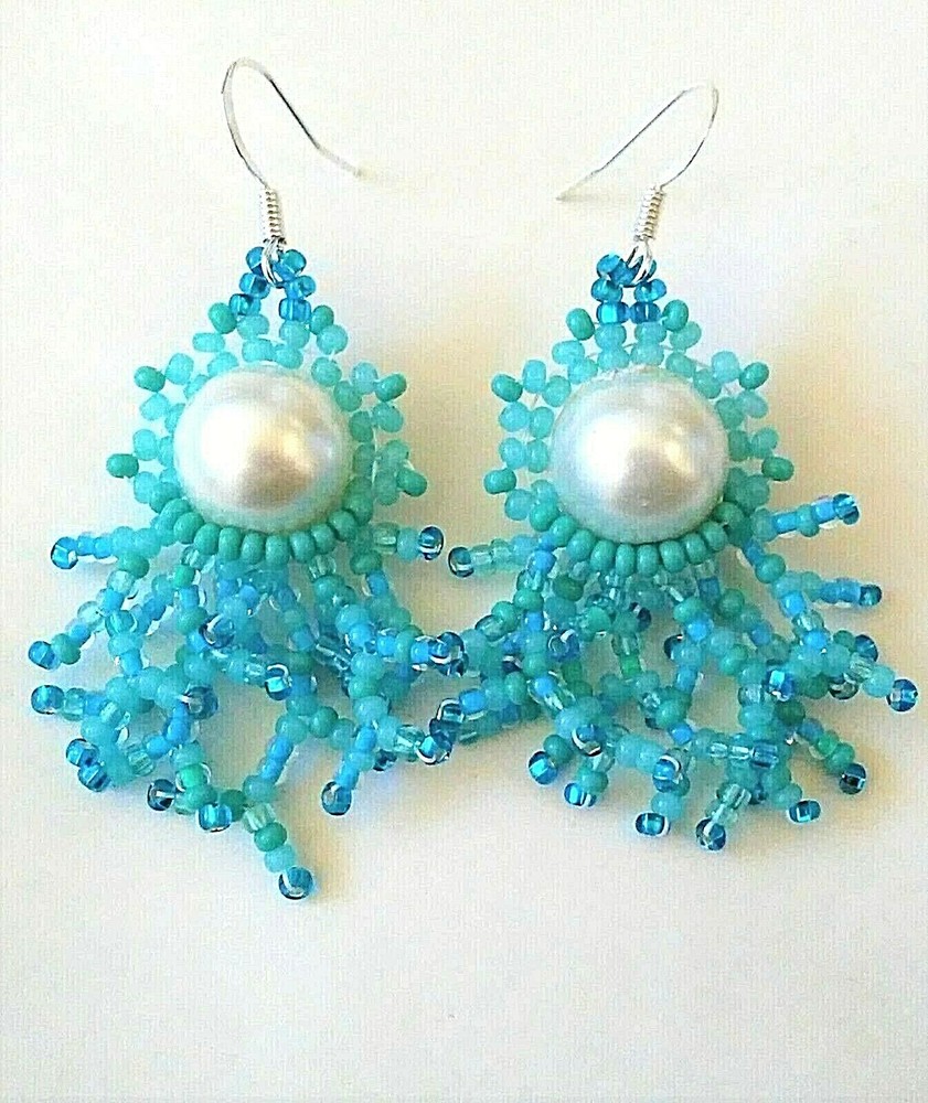 Handmade Turquoise Blue Corralling Earrings