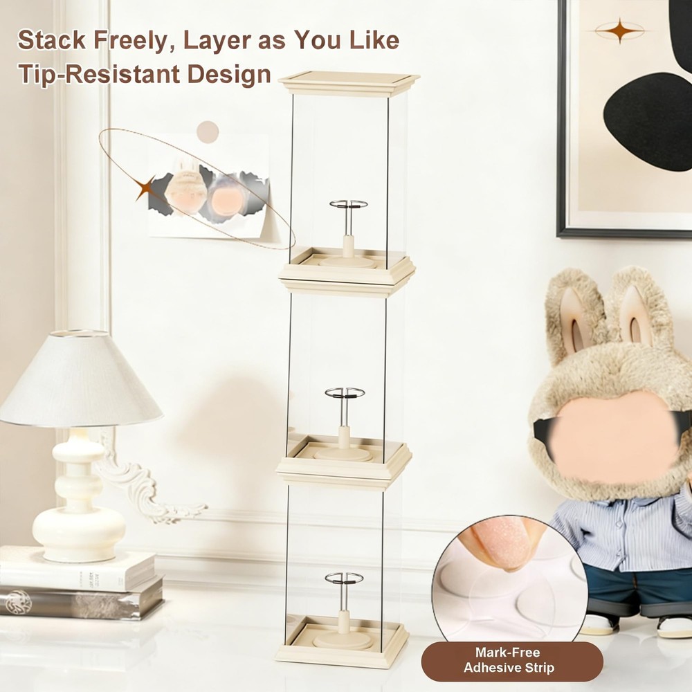 Clear Stackable Display Case , Transparent Display Box with Stand, Figurine D...