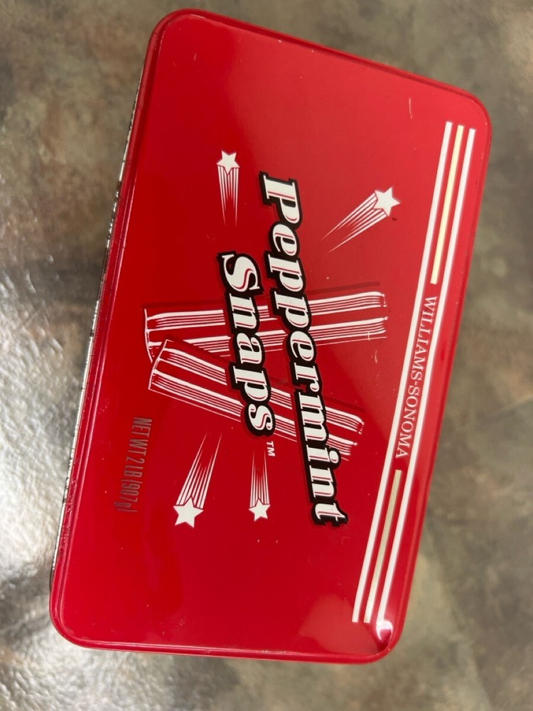 WILLIAMS-SONOMA PEPPERMINT SNAPS TIN CAN (WBP003972)