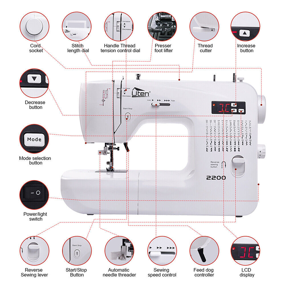 Computerized Embroidery Sewing Machine with 60 Unique Built-in Stitch