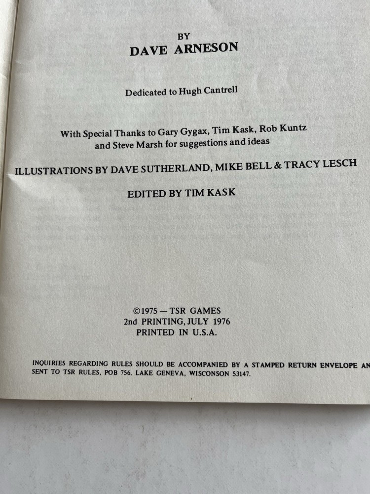 Dungeons and Dragons Blackmoor TSR 1976