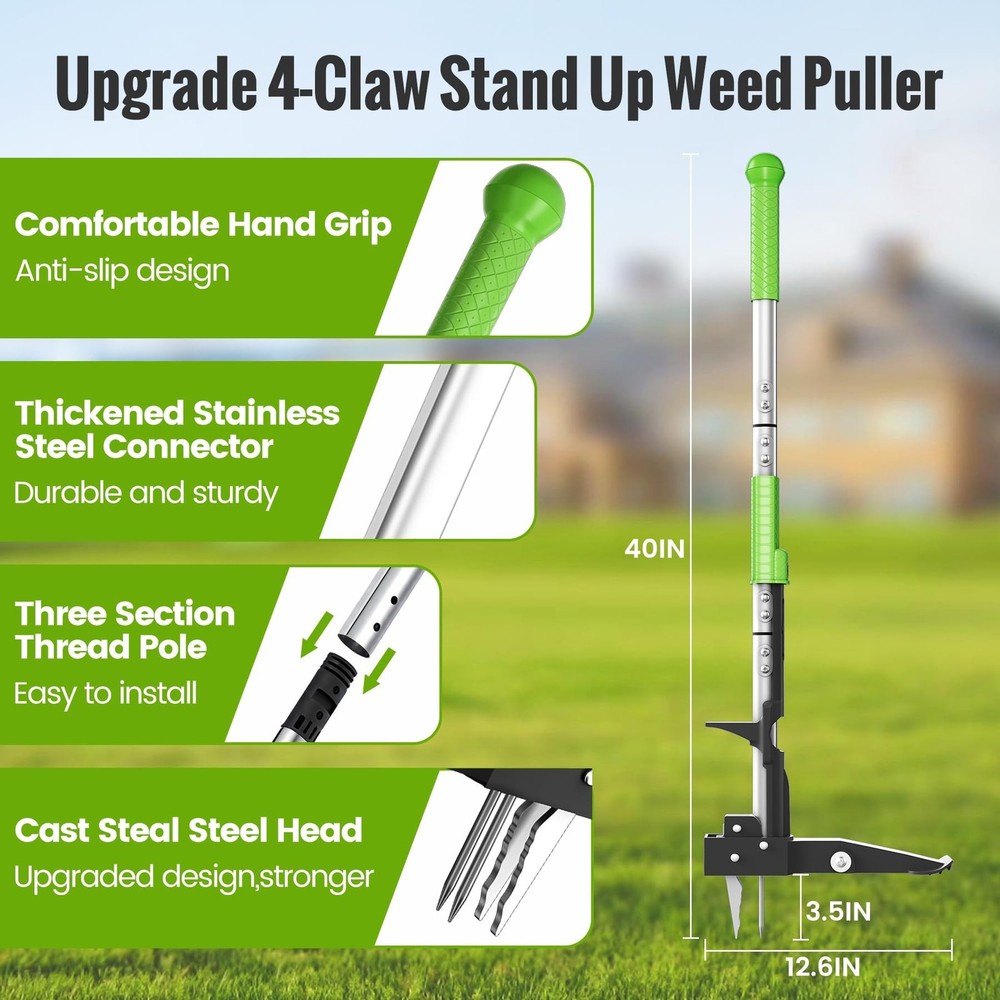 Weed Puller Tool - Dandelion Weed Puller Tool Stand Up Heavy Duty,Made with 4...