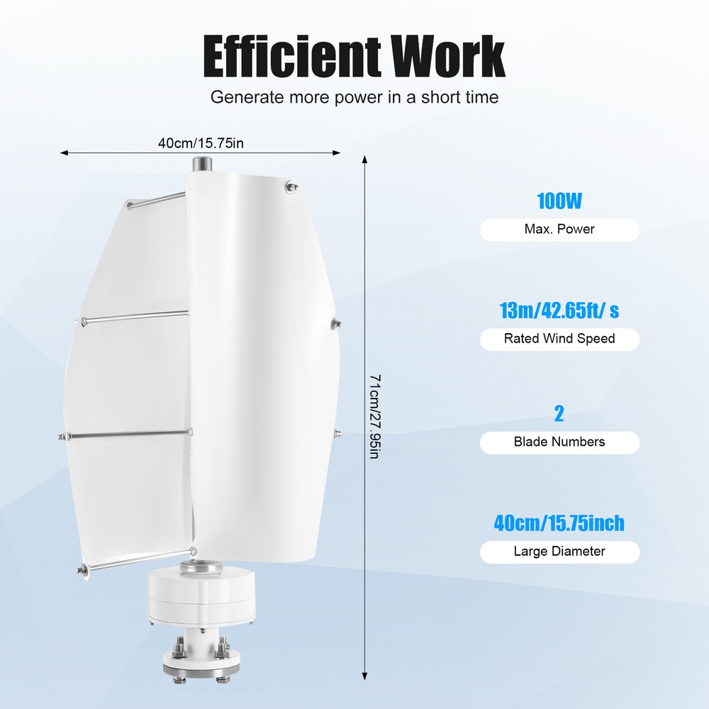 Vertical Axis Windmill Turbine 100W Power Wind Turbine Generator &Controller 12V