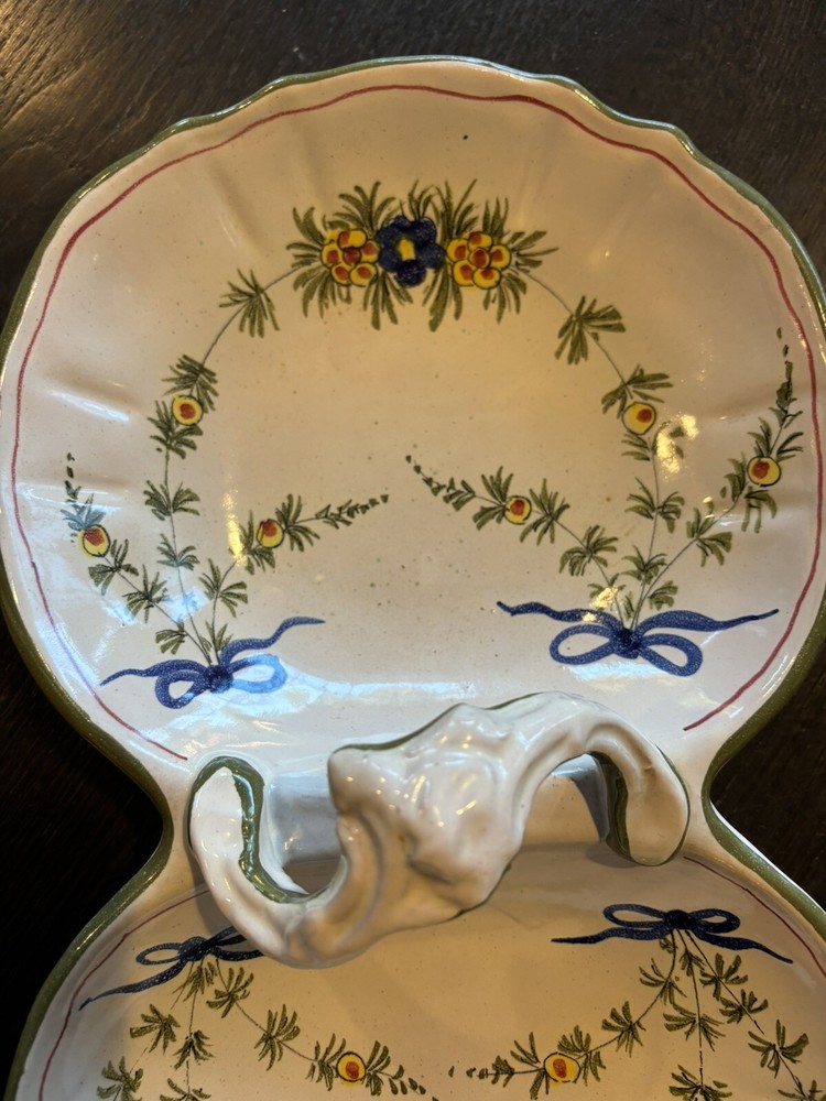 Handpainted Italian 2 Sided Dish With Handle