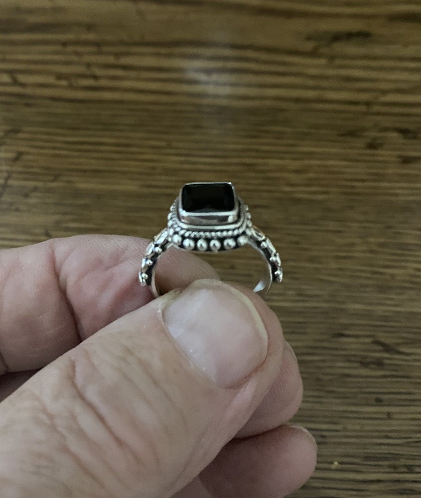 Black Onyx Ring Sterling