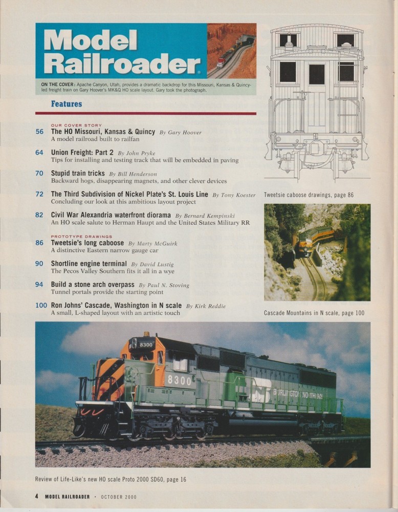 MODEL RAILROADER OCTOBER 2000 Magazine - BACK ISSUE