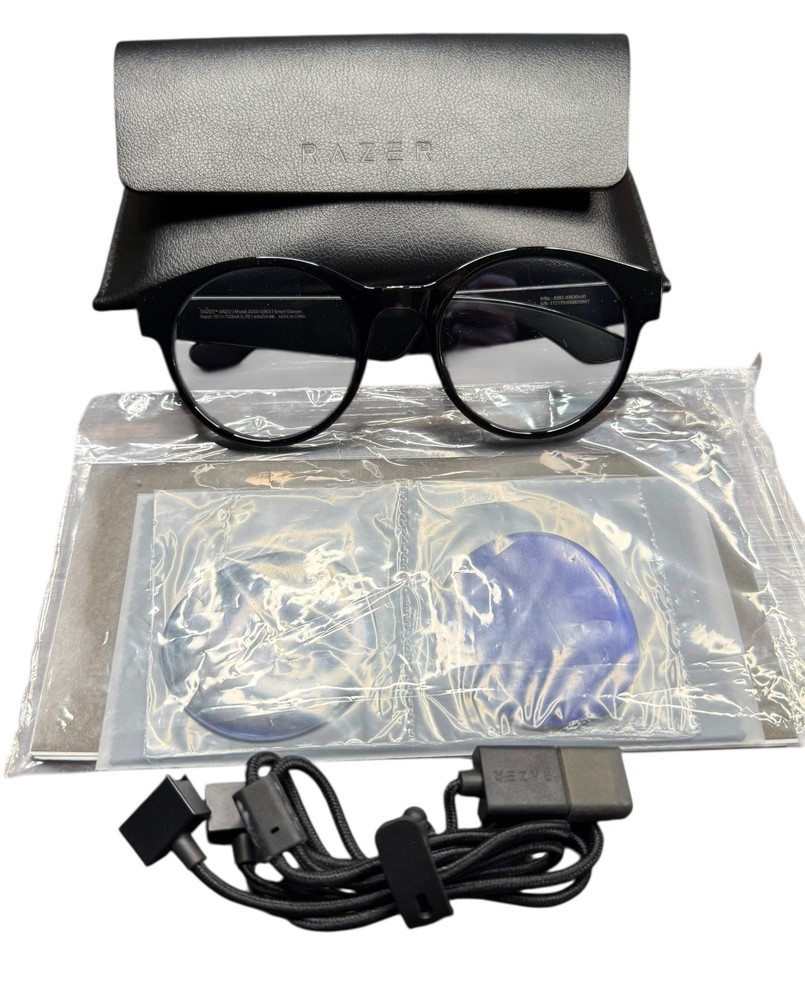 Razer Anzu Smart Glasses Round Frame Bundle w/ Blue Light Filter - Large