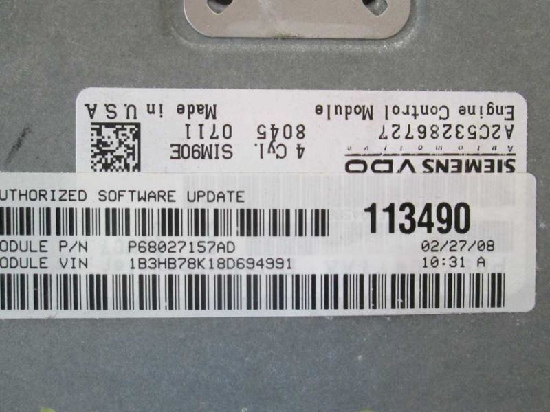 Engine ECM Electronic Control Module 2.4L Fits 07-10 CALIBER 333066
