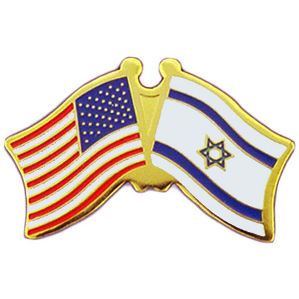 American & Israel Flags Pin 1"
