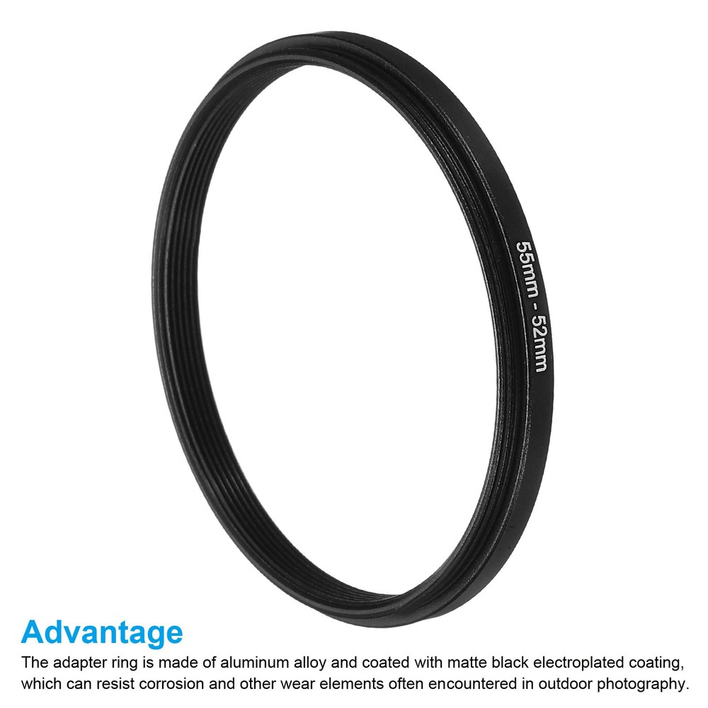 55-52mm Metal Step Down Ring Camera Lens Filter Adapter Ring Aluminum Filter