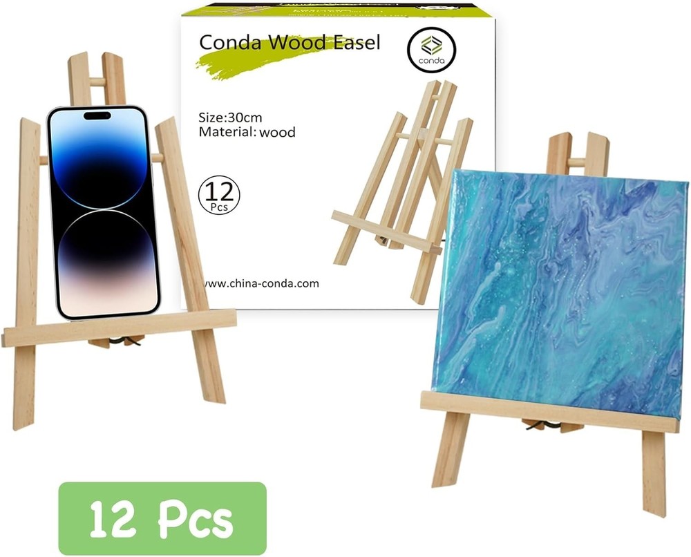 11.8" Pine Desk Easel for Art Display, 12 Pack