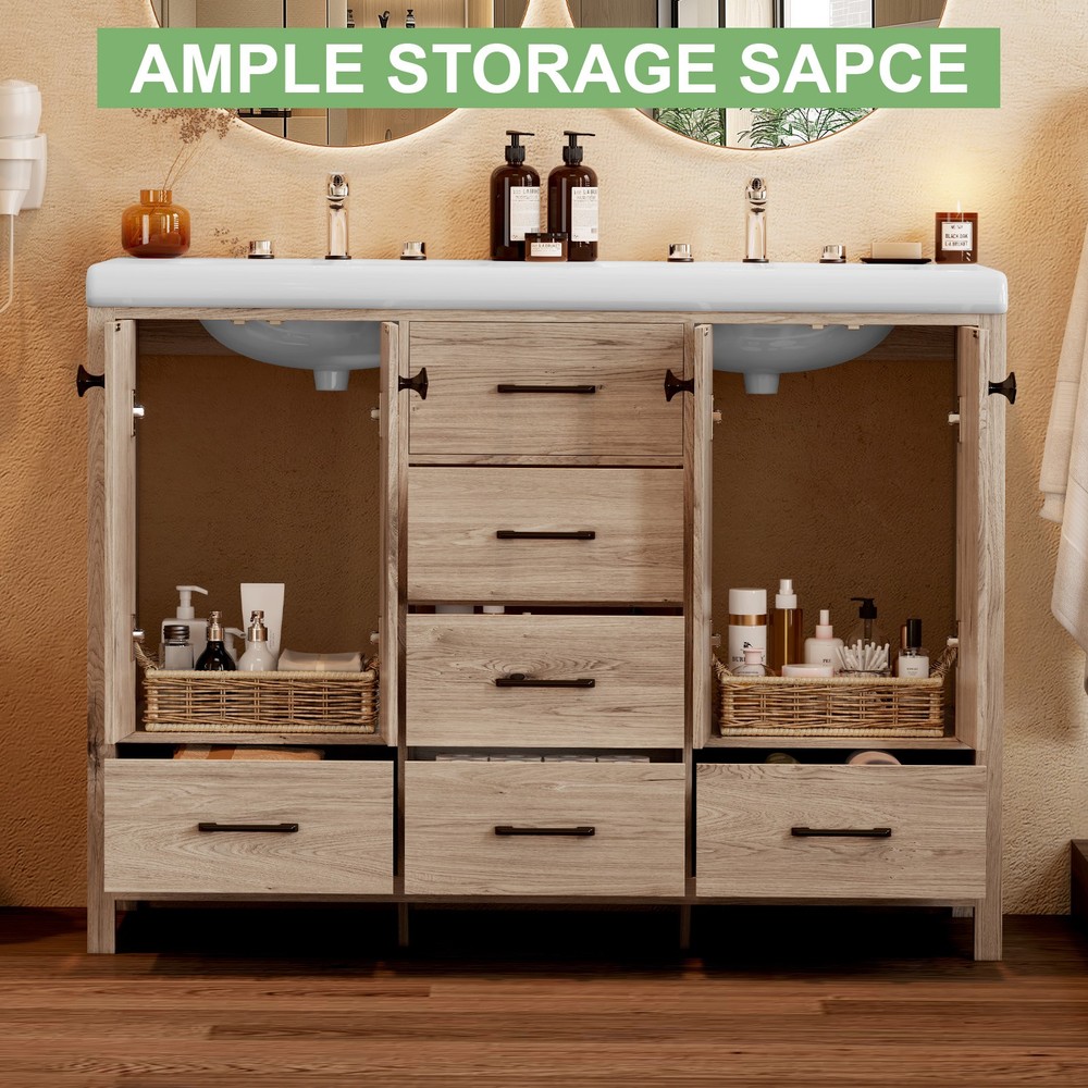 Modern Bathroom Vanity with Double Ceramic Sink Large Bathroom Vanity Cabinet