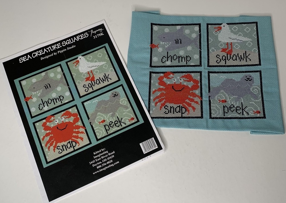Imaginating Cross Stitch Completed & Pattern 3179K Sea Creature Squares