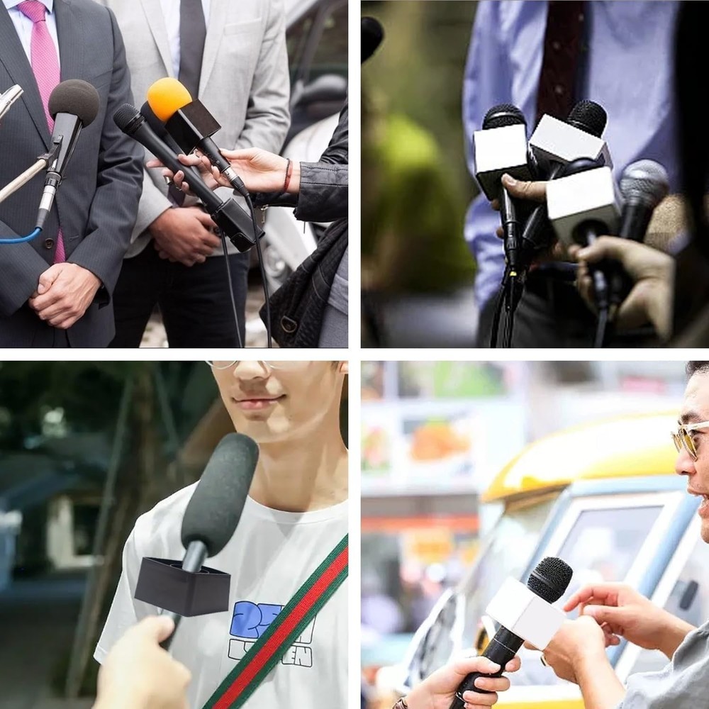 4 Pcs Microphone Flag Station Portable Square Cube Shaped Mic Flags ABS Foam for
