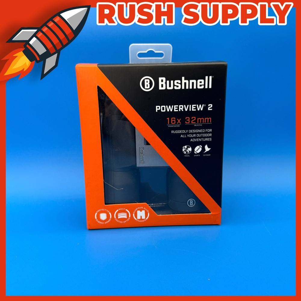 Bushnell Poweview 2 Black Binoculars Durable Lightweight Easy Grip Sharp Focus