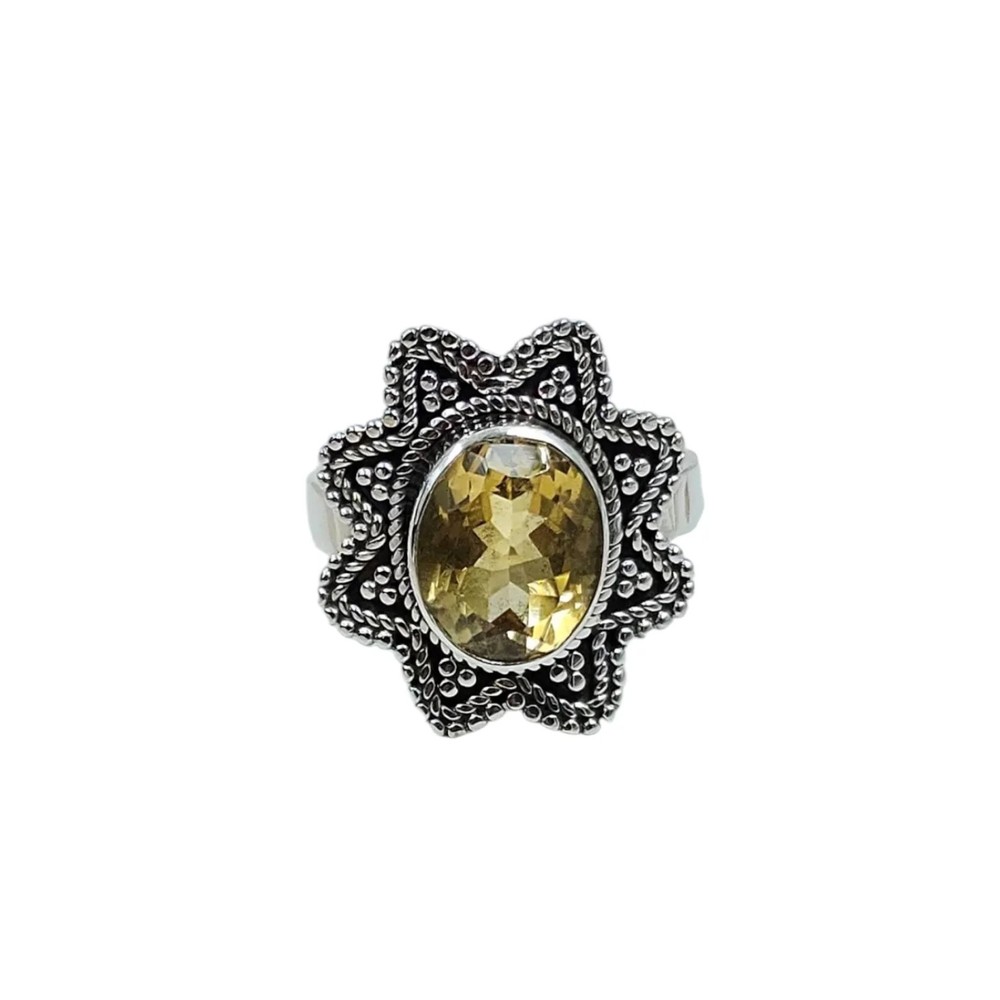 Citrine Solid 925 Sterling Silver Ring 6