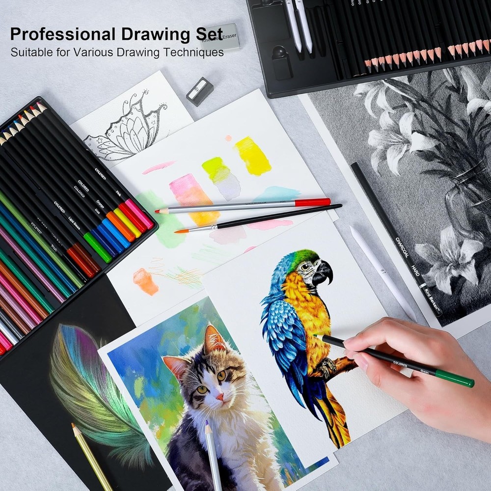 70 PCS Art Supply Drawing Set, Pro Art Supplies with Tutorial,Colored, Graphi...
