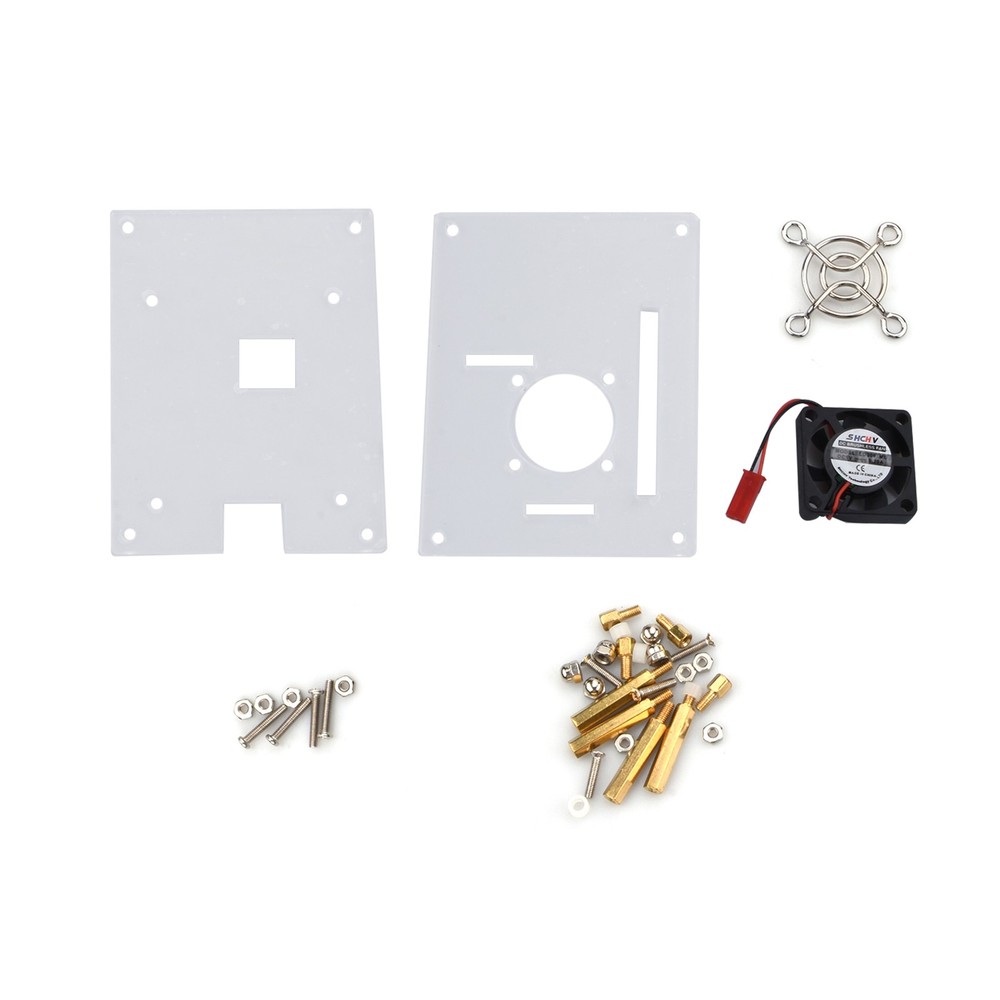 Arcylic Case Shell & Cooling Fan & Screws Set For Raspberry Pi 3/2 Model B/B+