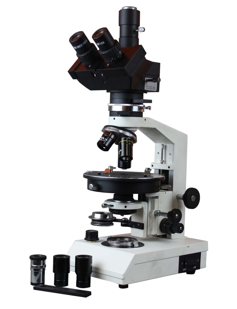 Advanced Polarizing Microscope w Rotating Stage + Retarders (λ, ¼λ) +Camera Port