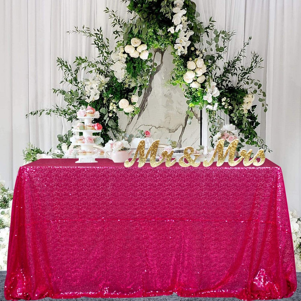 Sequin Tablecloth 72x72-Inch Hot Pink Square Sequin Table Cover Glitter Table...