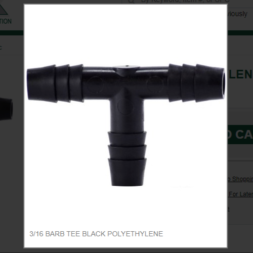 3/16 BARB TEE BLACK POLYETHYLENE # 33420B