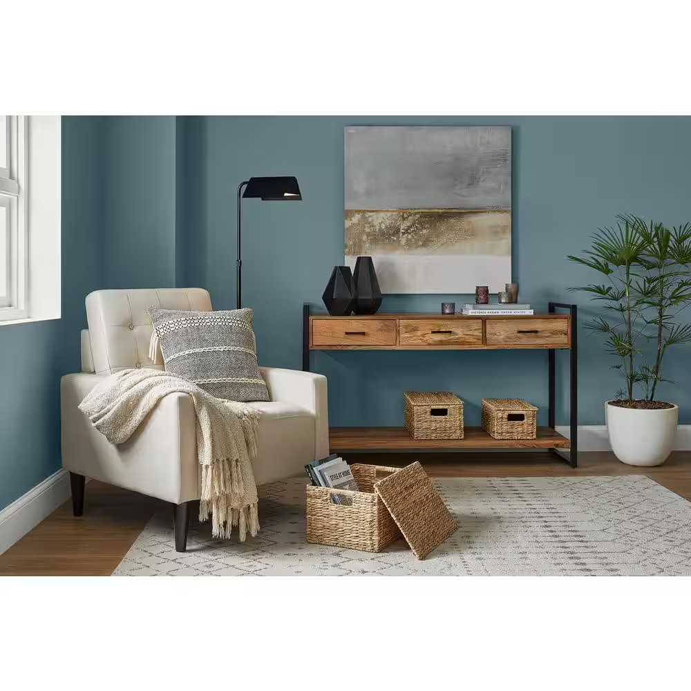 Rectangular Bulrush Lidded Storage Basket (Set of 3)