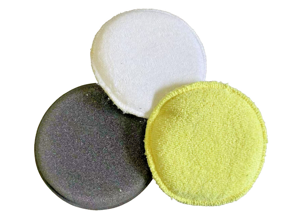 3Pc Polishing Pad w/ Interchangable Hook&Loop Plastic Handle