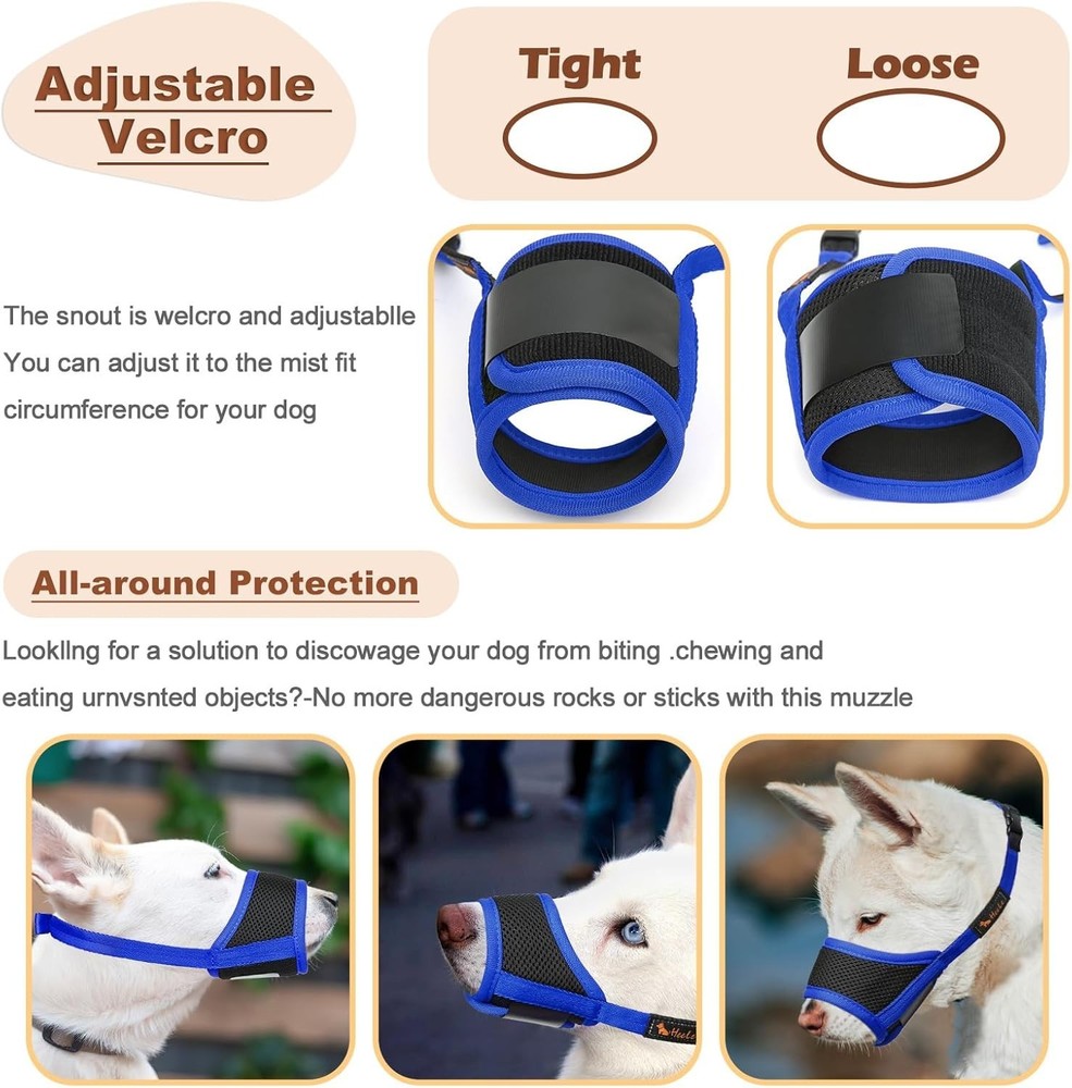 Dog Muzzle,Soft Nylon Muzzle Anti Biting Barking Chewing,Air Mesh Breathable ...