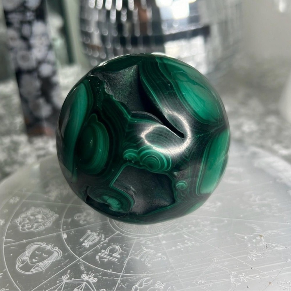 Elegant Green Malachite Sphere