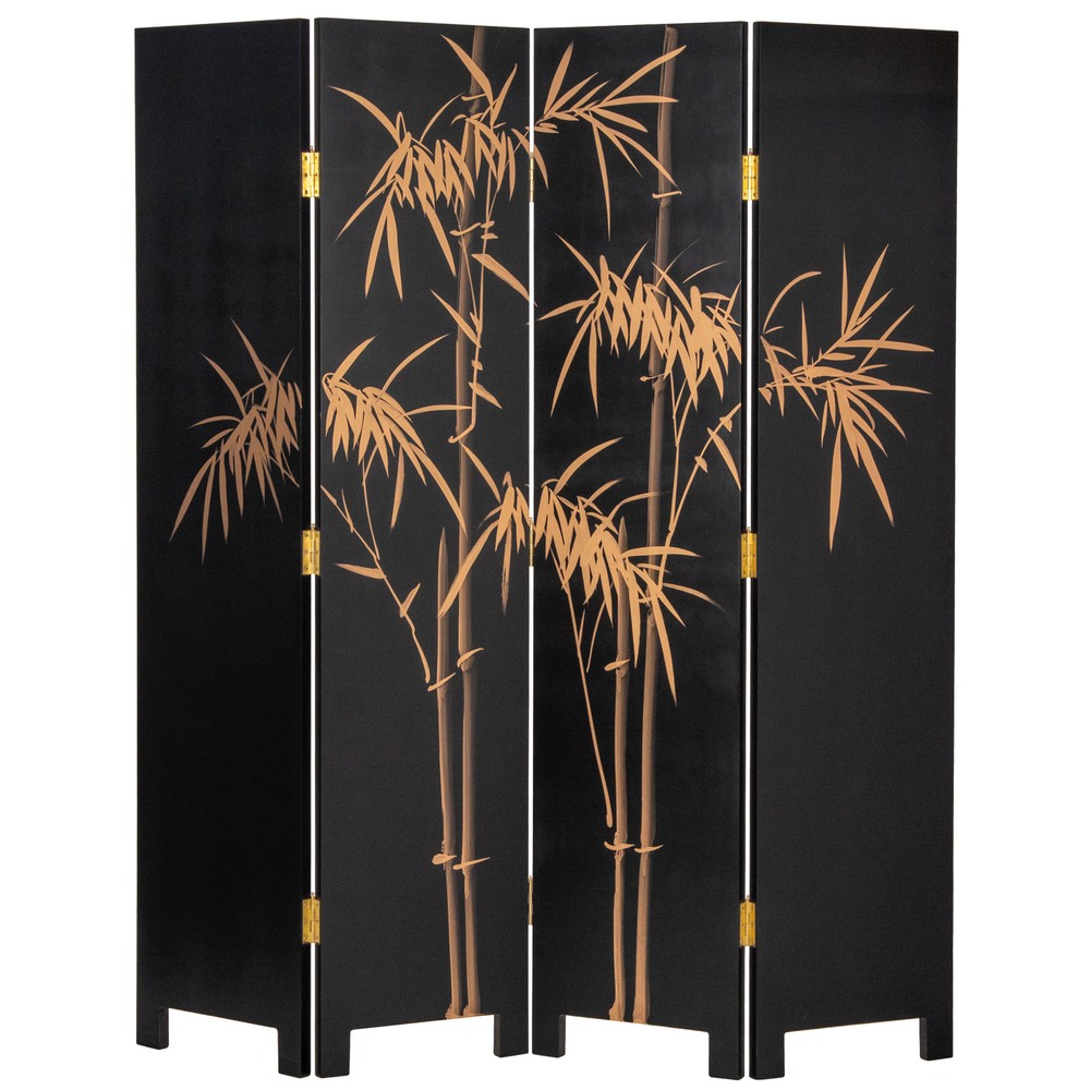 6 ft. Tall Gold Lacquer Room Divider - Cranes