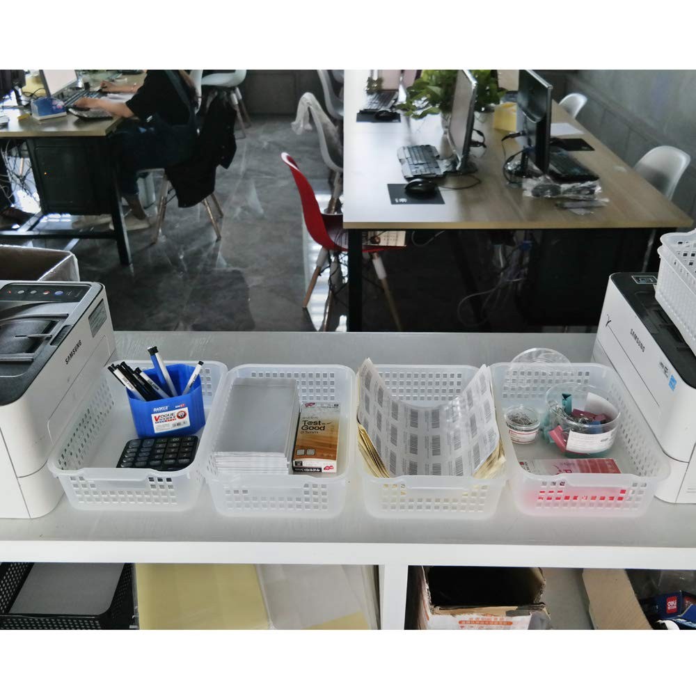 Rectangular Plastic Storage Organization Trays Baskets in Clear, 6-Pack