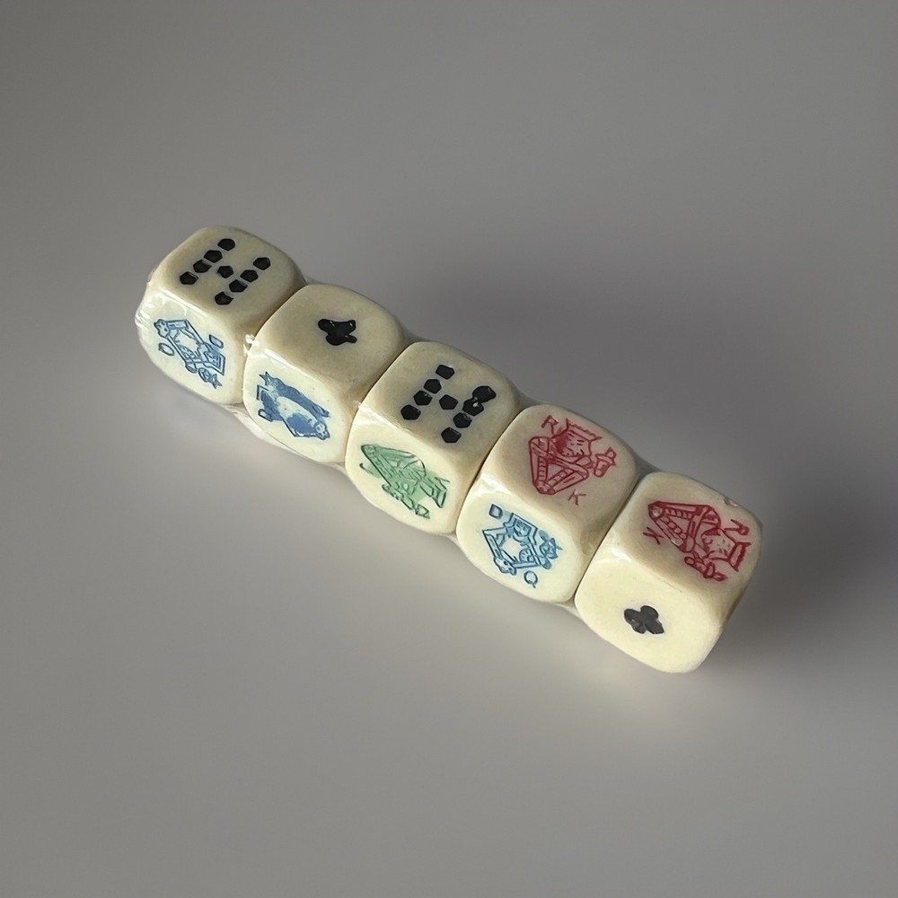 Poker Dice Ivory Tone Rounded Wraped