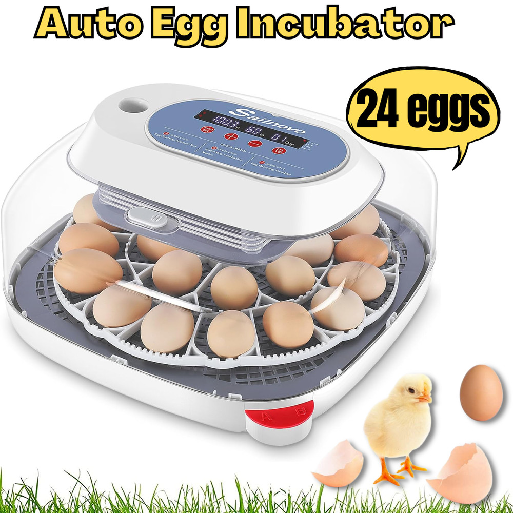 24 Egg Incubator for Hatching Egg,Automatic Egg Turner Temperature Display Gift.