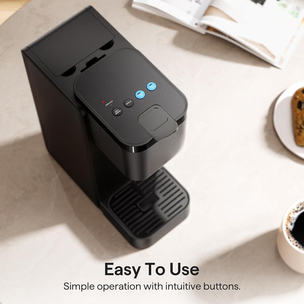 Single Cup Coffee Maker with Bold Settings, Brews 6 to 16 oz. Coffee, Black