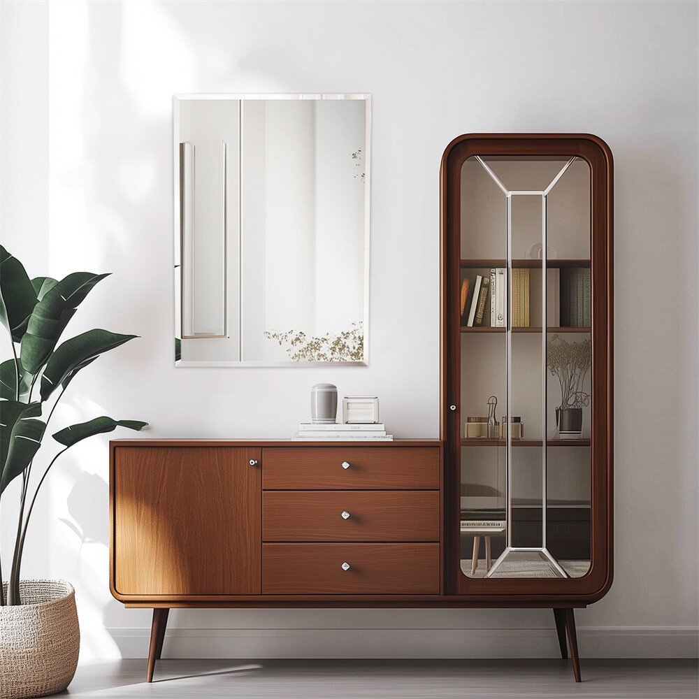 Frameless Rectangle Bathroom Vanity Wall Mirror Beveled Edge Shatterproof Mirror