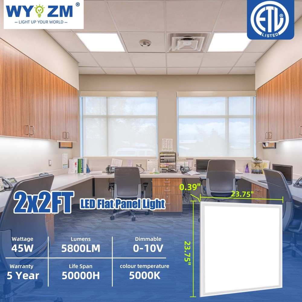 6 Pack 2X2FT LED Panel Light 45W Drop Ceiling Troffer Flat Fixtures 5000k White