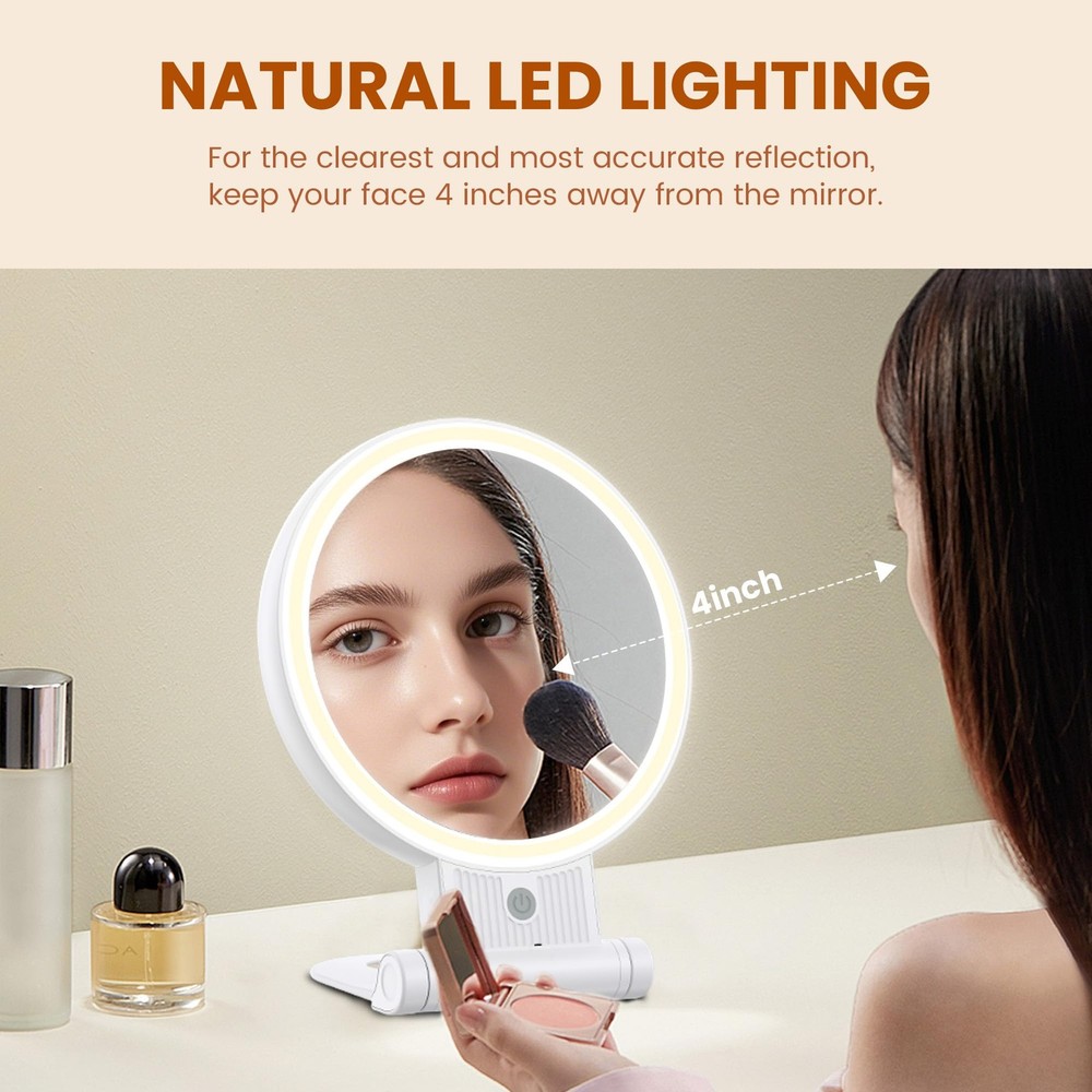 1X/30X Lighted Makeup Mirror with Magnification, DoubleSided Switch, 3Color L...