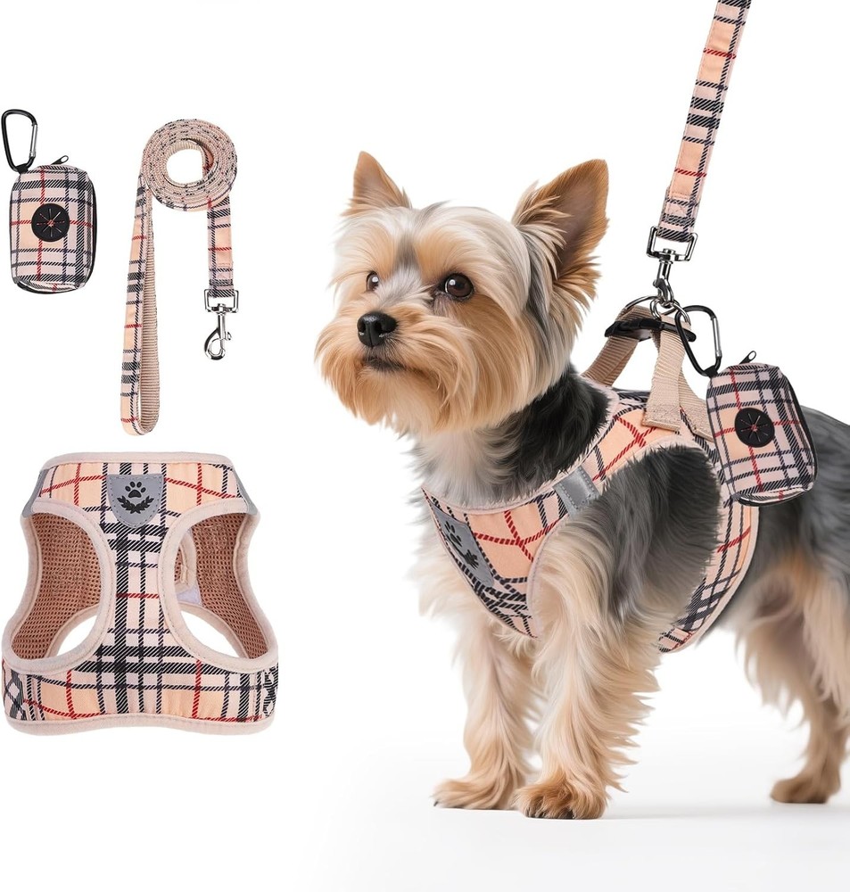 Dog Harness & Leash Set Step in No Pull Soft Pet Harness Reflective Adjustable