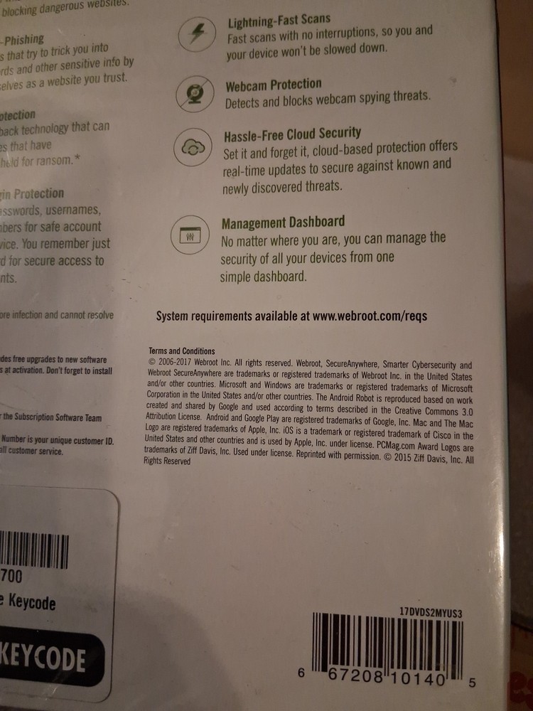 Webroot SecureAnywhere Internet Security 2006-2017 - Brand New