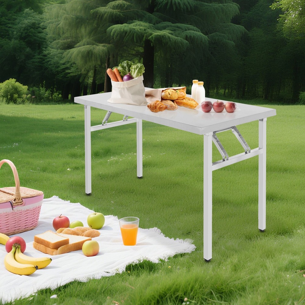 Stainless Steel Workbench Folding Dining Table Folding Table 120*60*75cm Kitchen