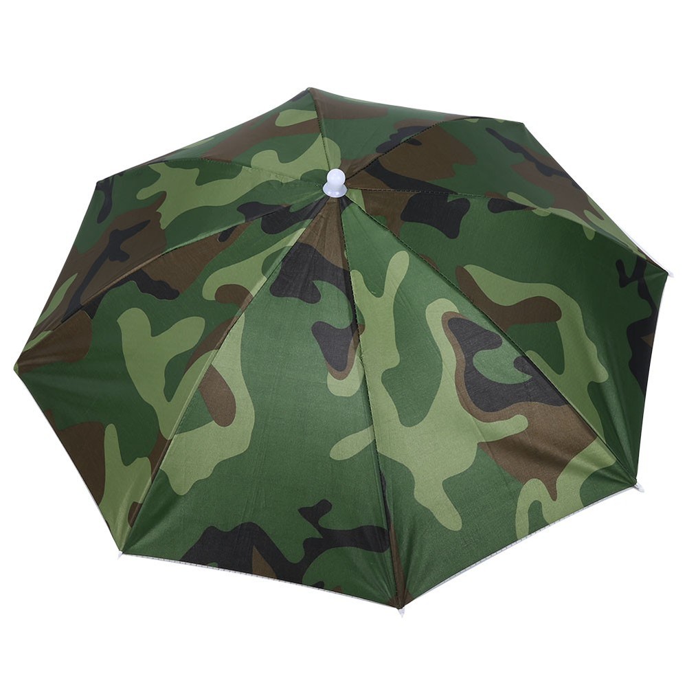 (Camouflage)65cm Sunscreen Windproof Head Mounted Umbrella Top Folding Hat