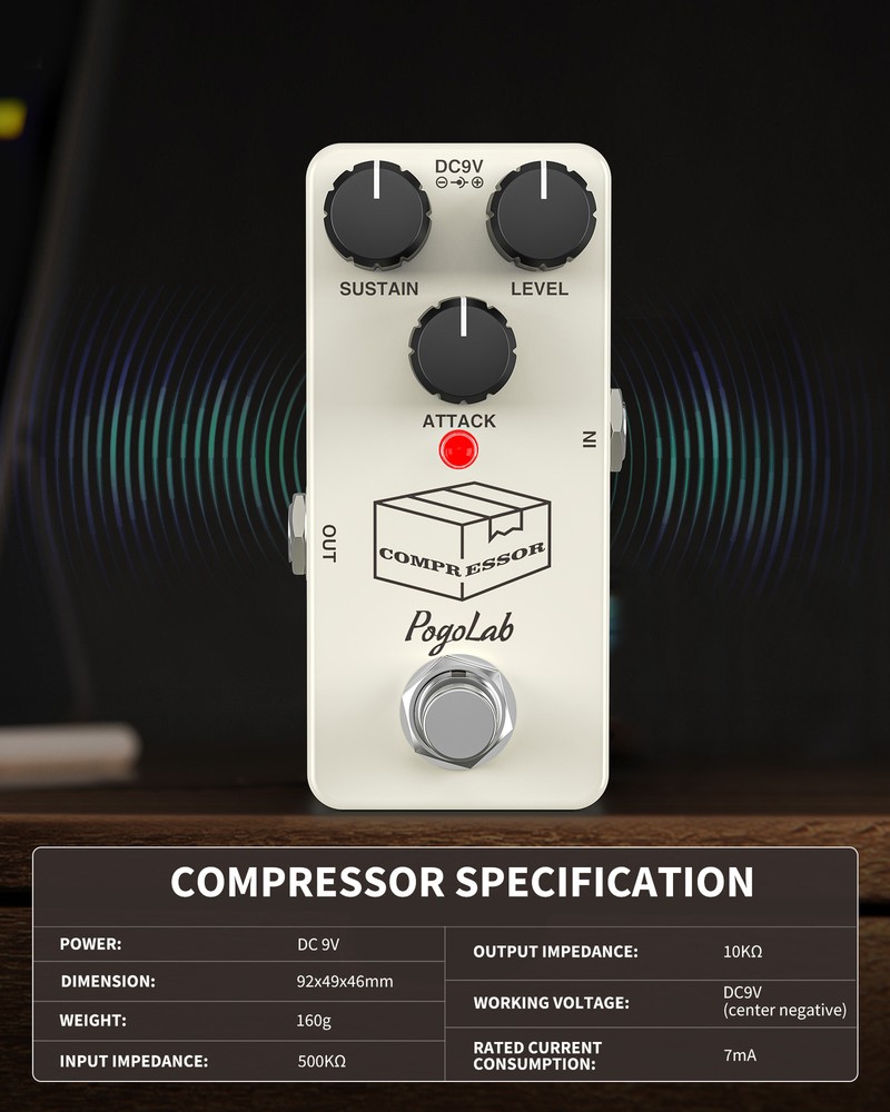 POGOLAB Compressor Pedal Guitar Pedal Compressor Mini Compressor Pedal