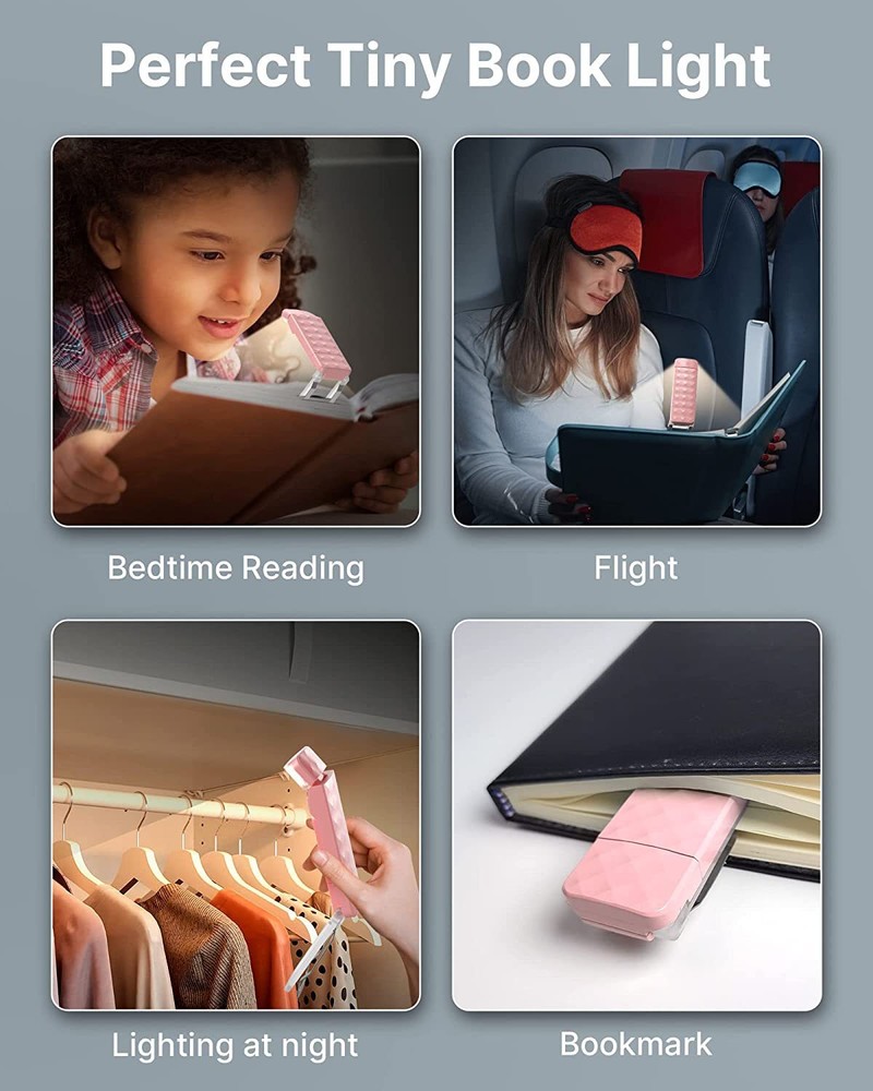 LED Book Light Dimmable Bookmark Lamp Reading Light USB Rechargeable Eye-Caring