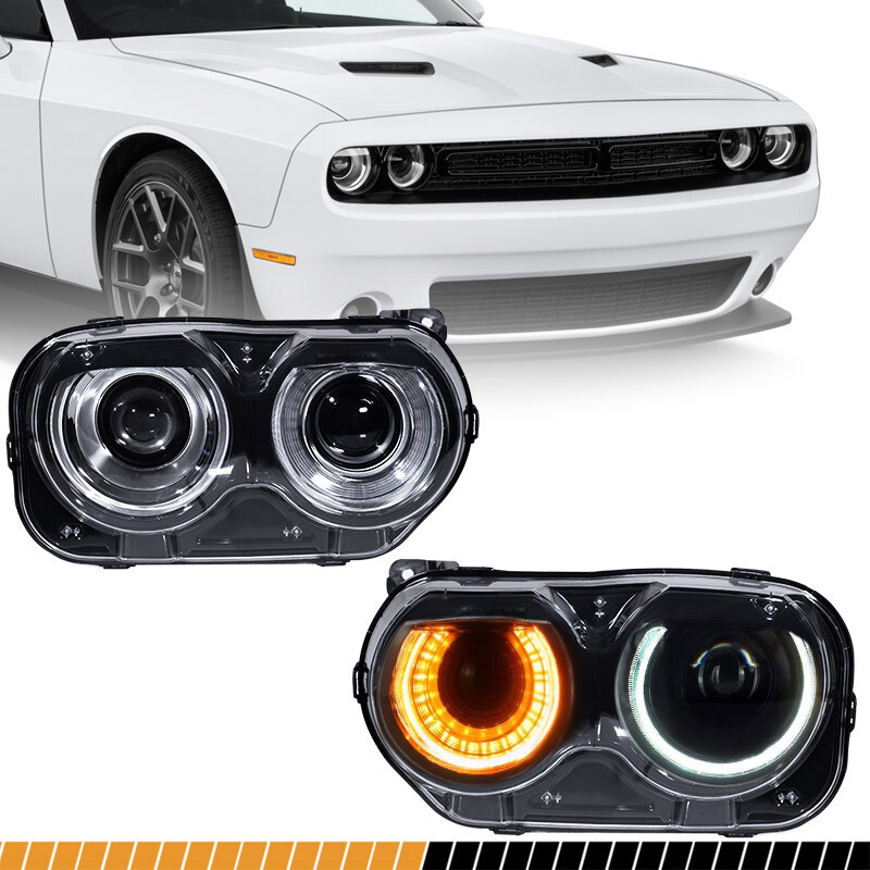 For 2015-2023 Dodge Challenger Halogen Headlights w/LED DRL Projector Left&Right