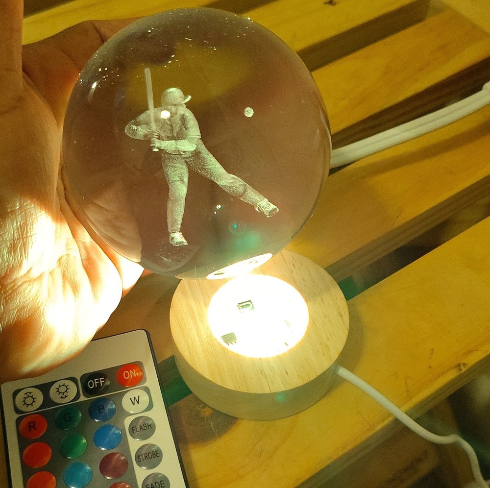 Baseball Player Sphere LED Color Changing Night Light Remote Control Multicolor