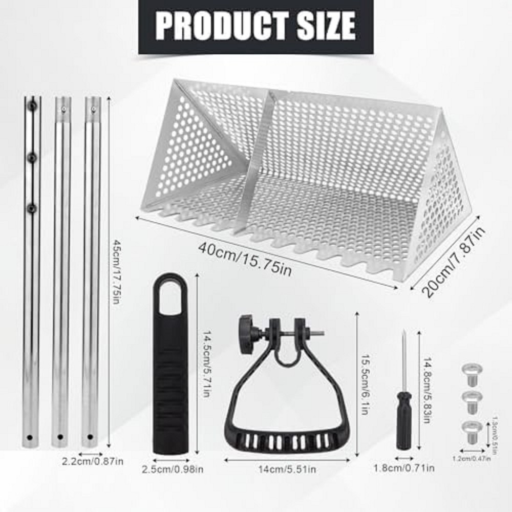 Durable Sand Flea Rake with Sharp Teeth and Wide Basket for Easy Beach Use