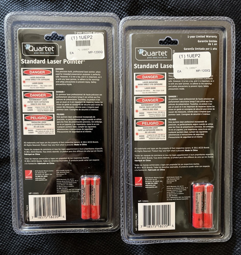 2x LASER POINTER Quartet Mp-1200Q Laser Pointer Red 655 Ft. power Point Present