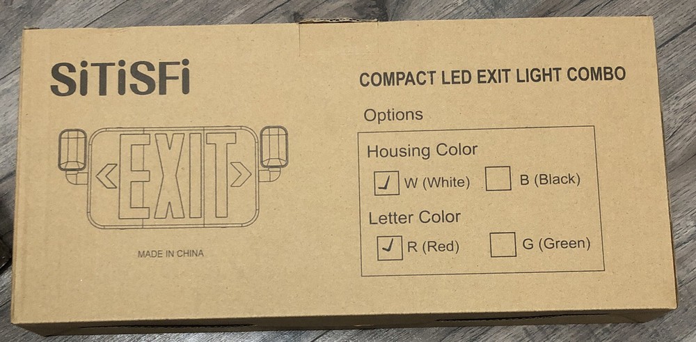2 Pk SiTiSFi Led Combo Emergency Exit Sign Adjustable Head Lights Battery Backup