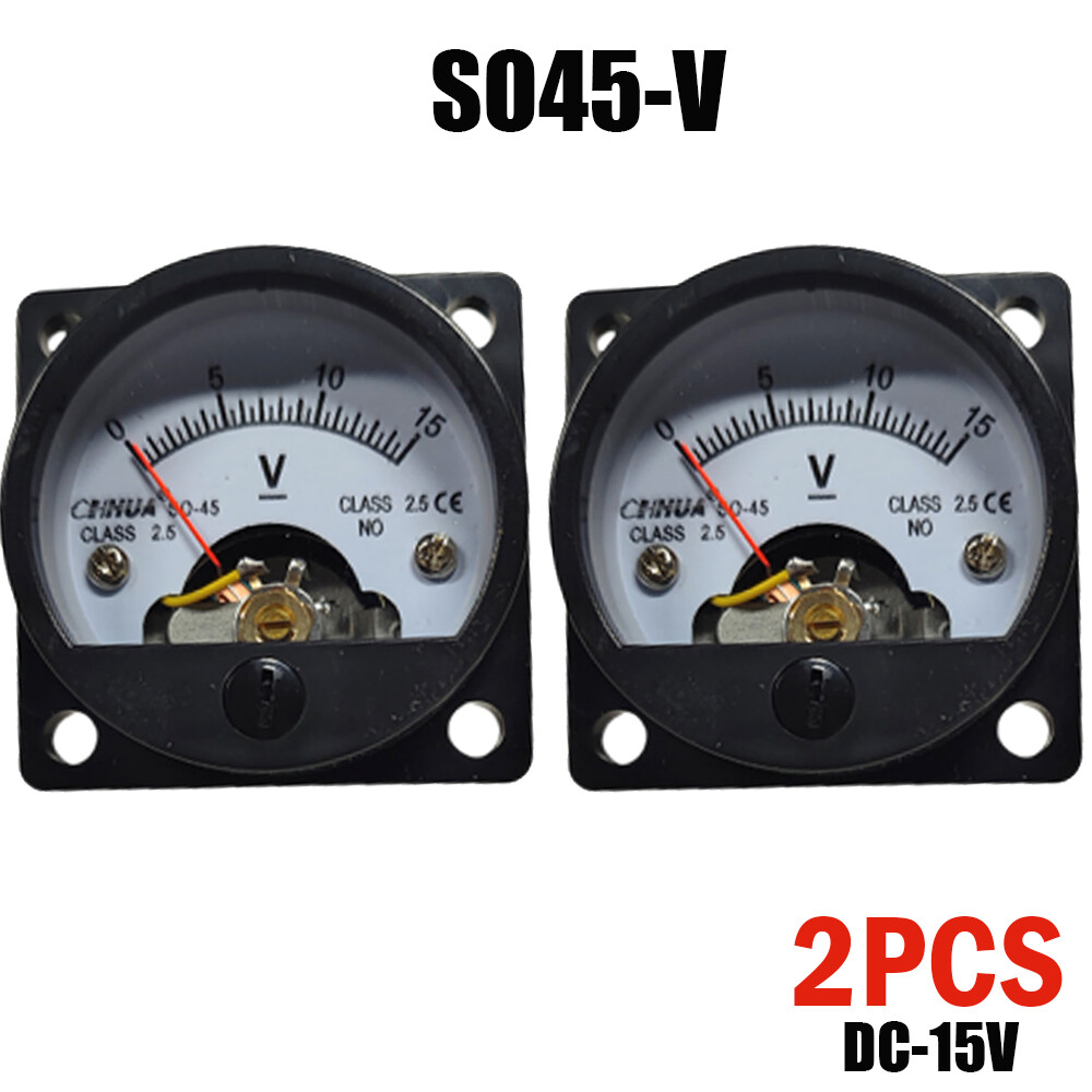 2 x DC 0-15V Analog Voltmeter Analogue Voltage Panel Meter SO45 Directly Connect